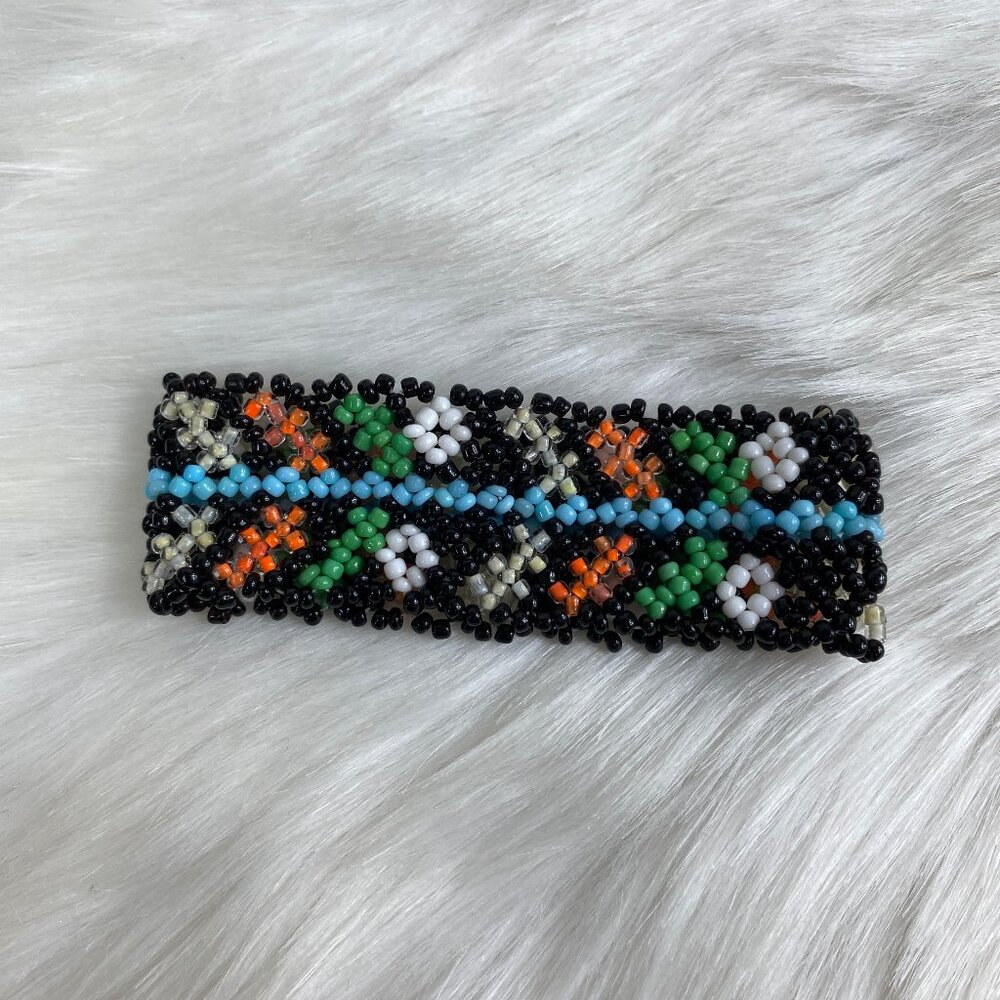 Black & Colorful Bead Loom Stretch Bracelet Seed Bead